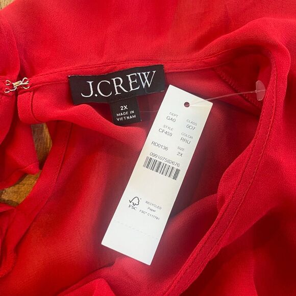 J.Crew Red Ruffled Blouse V-Neck Layered NEW NWT Plus Size 2X - Picture 5 of 11